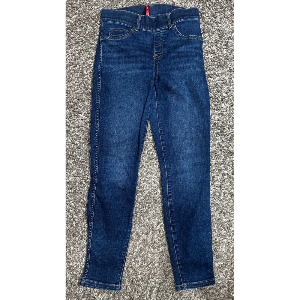 Spanx Jean-ish Ankle Leggings Womens Small Petite Blue Denim Skinny Pull On Jean